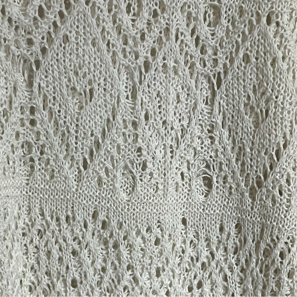 Mossimo Supply Co Cream Open Knit Crochet Cotton Sweater Large L/G‎ Cream White